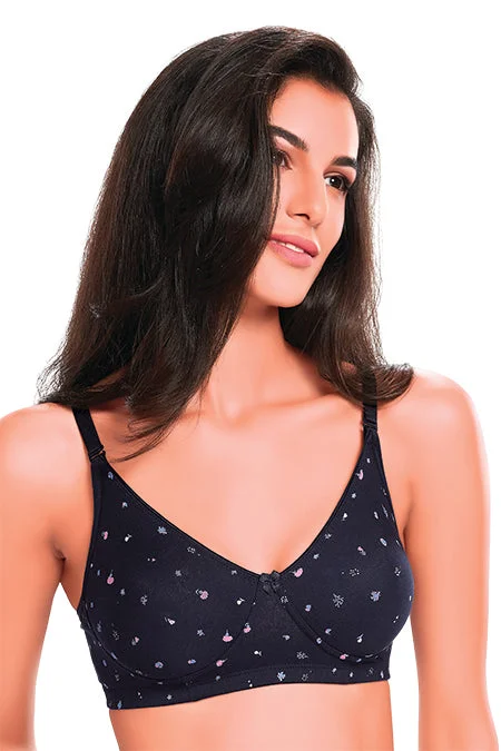 Simran-2-Non-Padded-Non-Wired-Cotton-Solid-Bra-Navy Blue