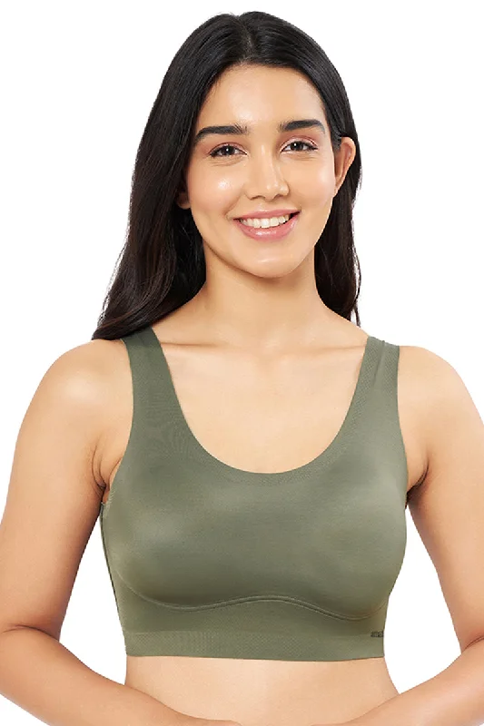 Skins Solid Non Padded Non-Wired Scoop Neck Cami Bra - Slate Green