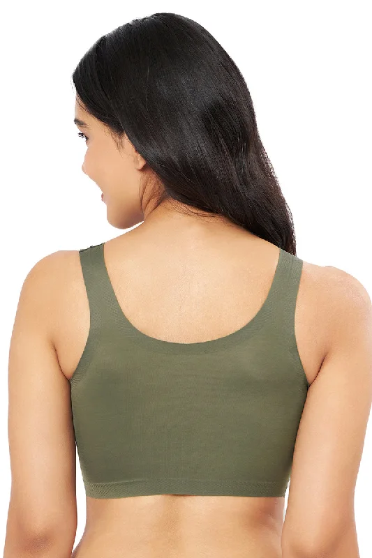 Skins Solid Non Padded Non-Wired Scoop Neck Cami Bra - Slate Green