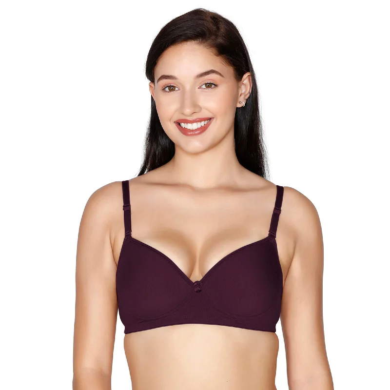 Slick-Cotton Mold Padded T-shirt Bra Marron