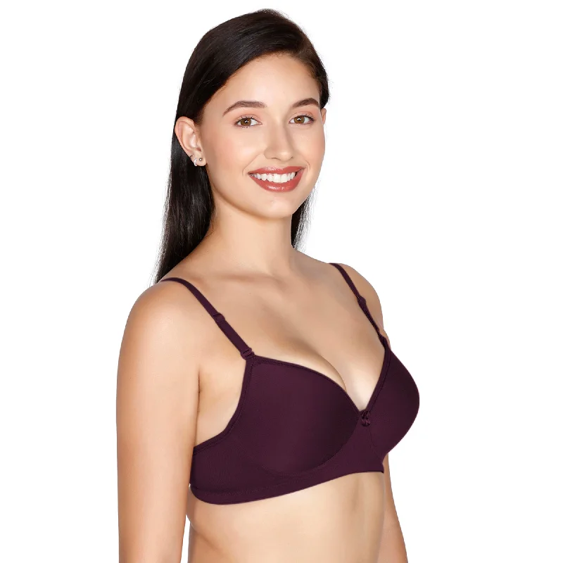 Slick-Cotton Mold Padded T-shirt Bra Marron