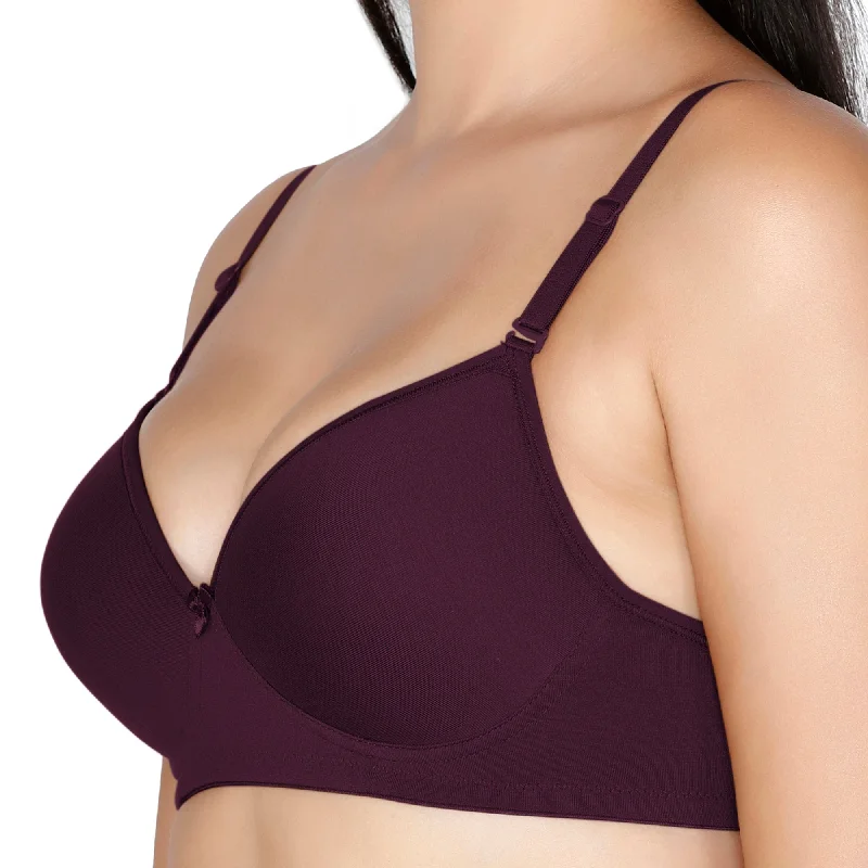 Slick-Cotton Mold Padded T-shirt Bra Marron