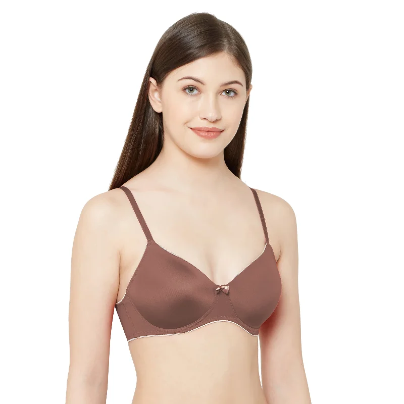 6404-Soft Padded Solid T-shirt Bra Brown