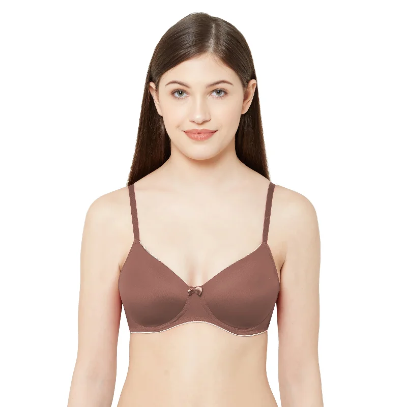 6404-Soft Padded Solid T-shirt Bra Brown