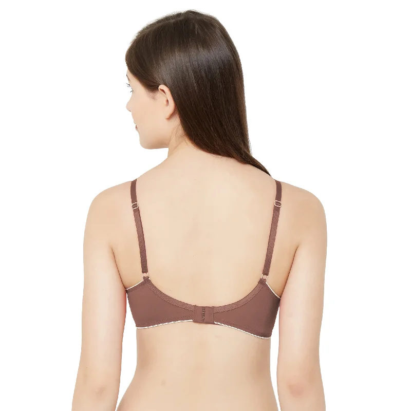 6404-Soft Padded Solid T-shirt Bra Brown