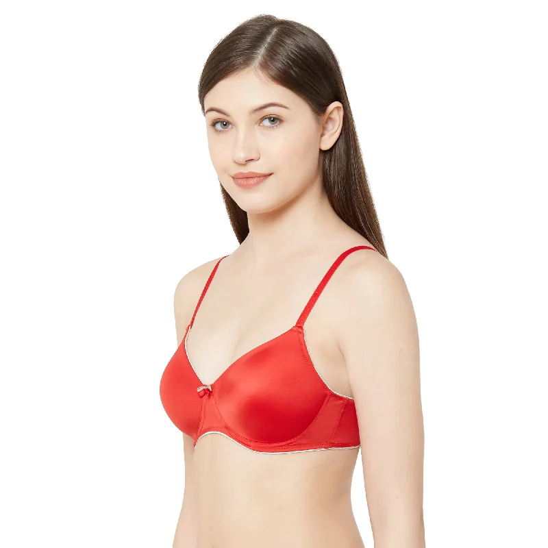 6404-Soft Padded Solid T-shirt Bra Red