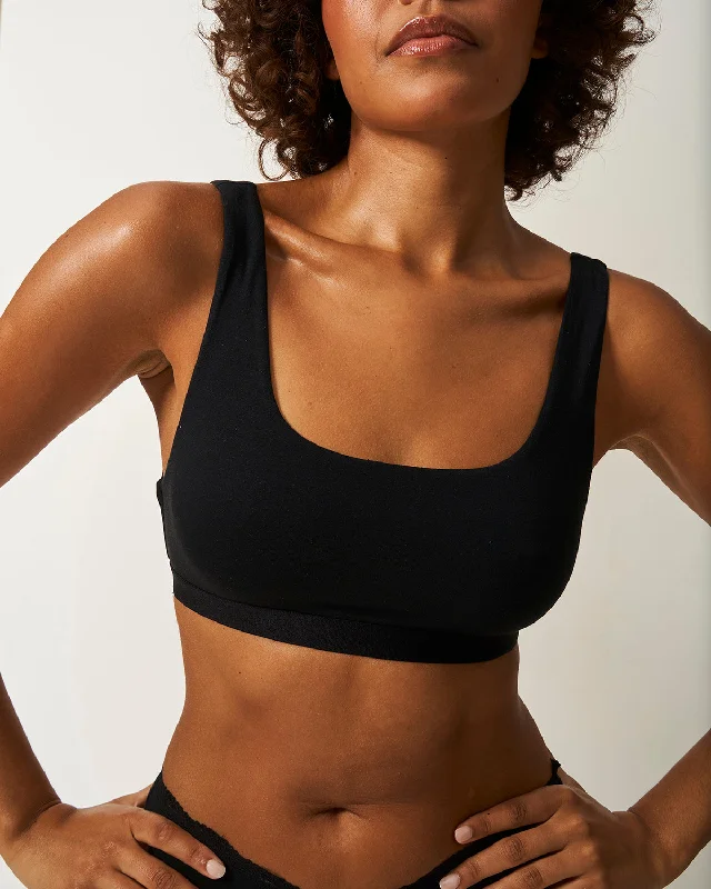 Soft Scoop Bra -  Black