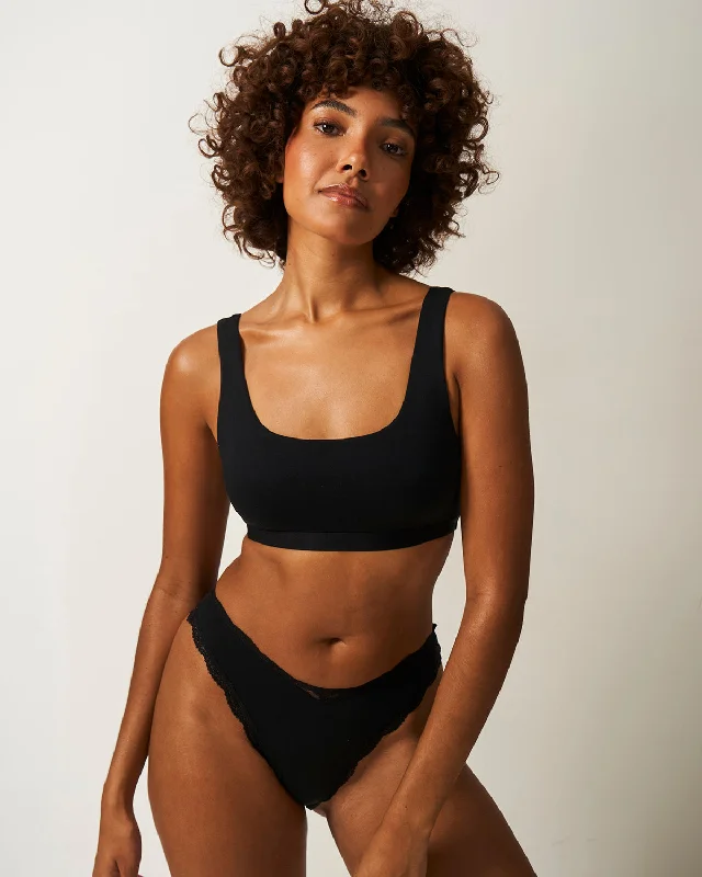 Soft Scoop Bra -  Black