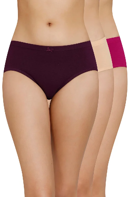 Inner Elastic Solid Mid Rise Hipster Panty (Pack of 3)