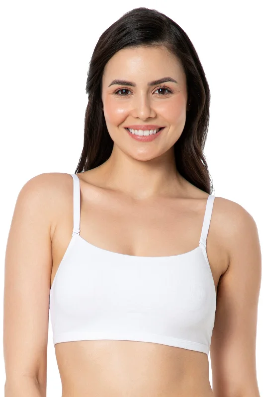 Solid Non Padded Non-Wired Cami Bra - White