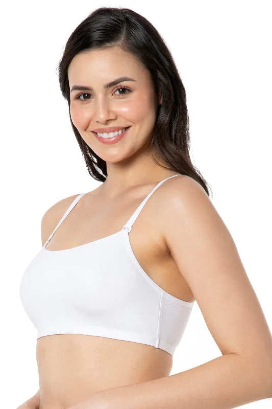 Solid Non Padded Non-Wired Cami Bra - White