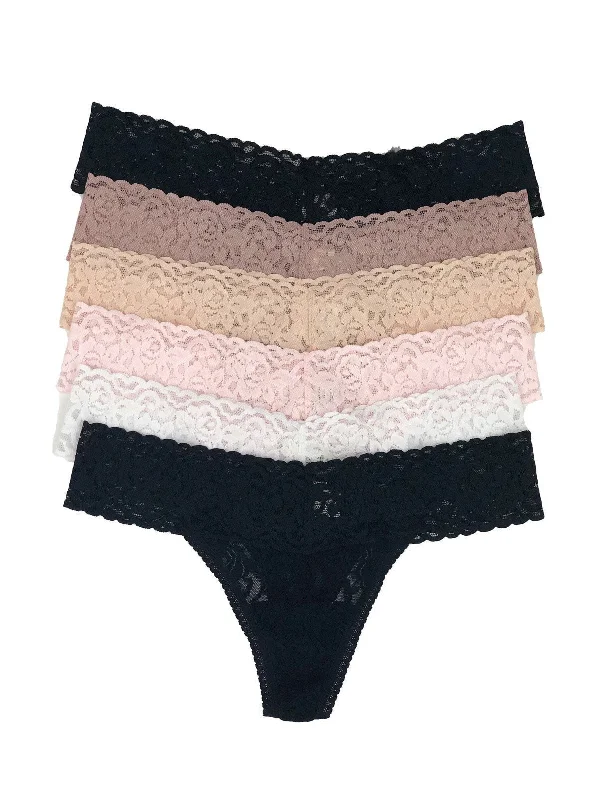 Signature Stretch Lace Low Rise Thong 6-Pack