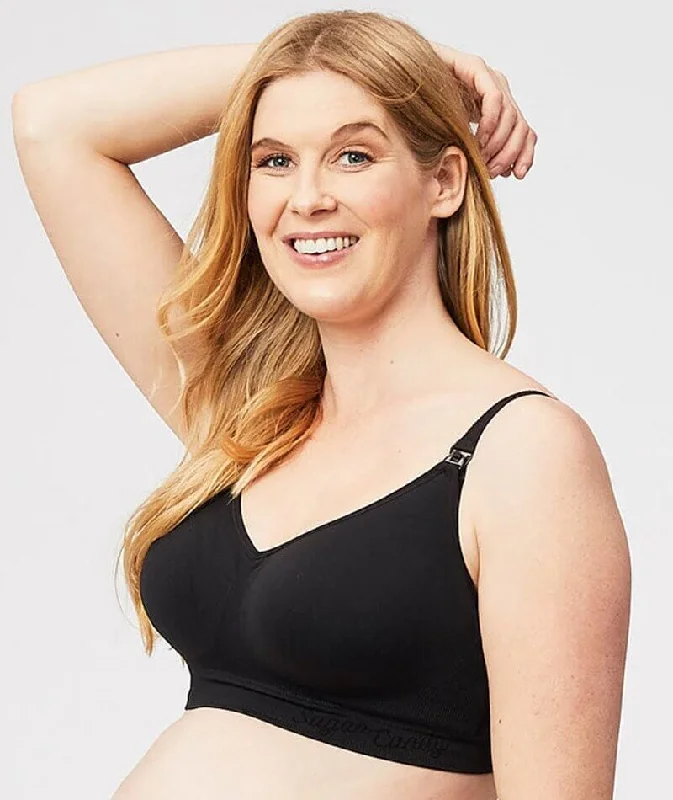 Cake Maternity Popping Candy Fuller Bust Seamless F-Hh Cup Wire-Free Nursing Bra - Black