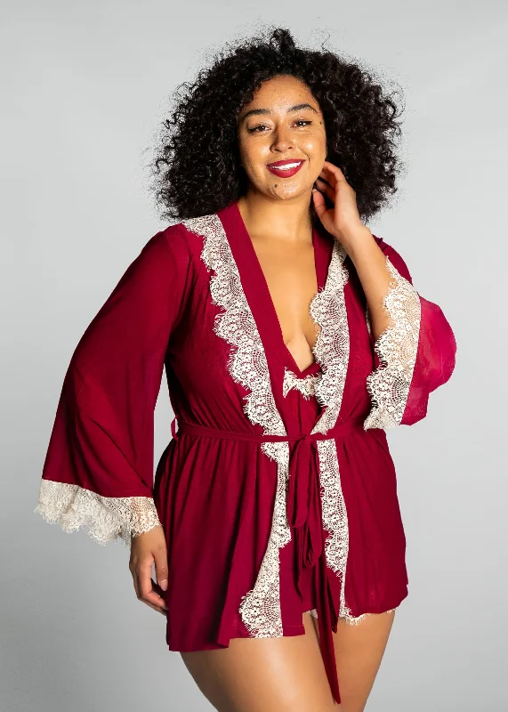 Up All Night Lace Trim Robe