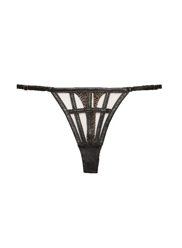 Vegan Leather Caged Thong