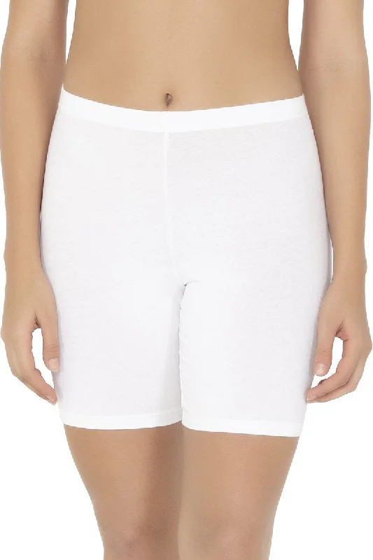 Smooth Mid-thigh Cotton Shortie Liner - White