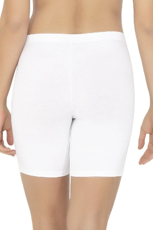 Smooth Mid-thigh Cotton Shortie Liner - White