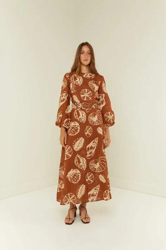 Palm Noosa Melrose Dress - Brown Shells