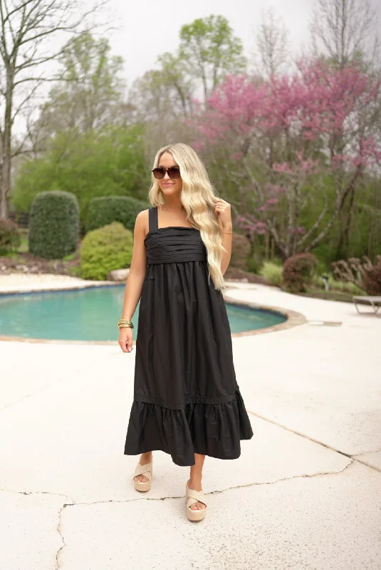 Moonlight Dreamer Black Midi Dress