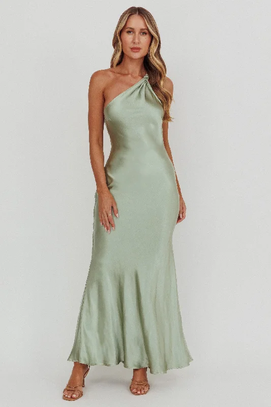 Emmaline One-Shoulder Open Back Maxi Dress Sage