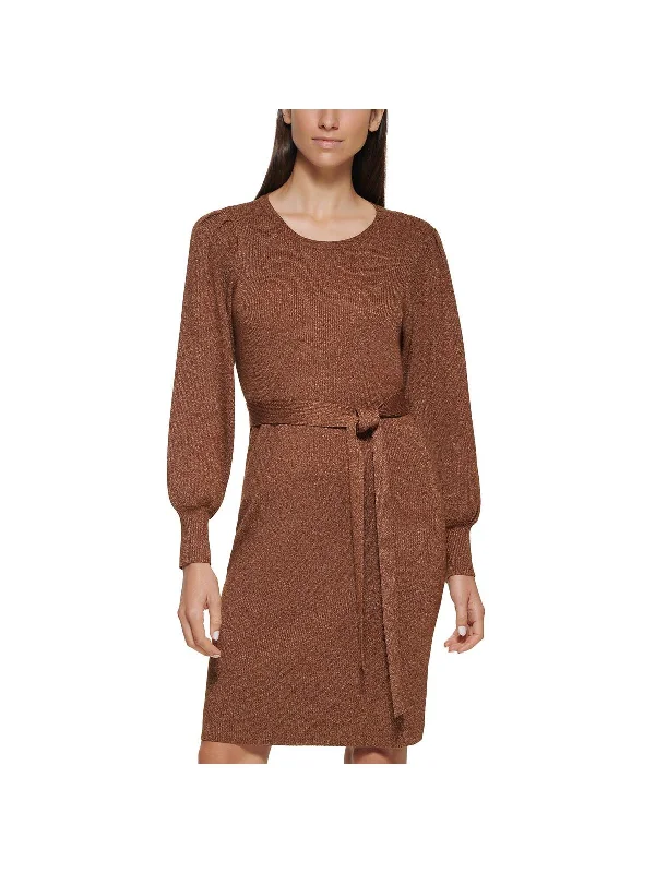 Womens Metallic Midi Sweaterdress