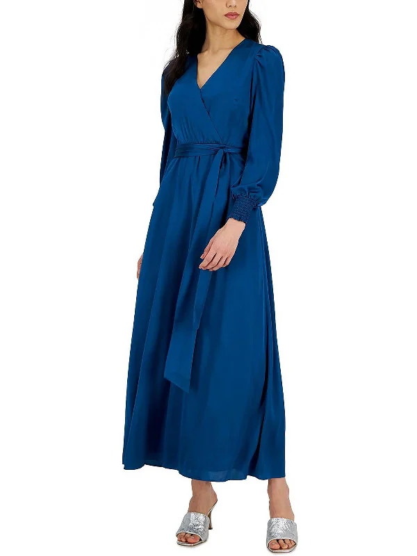 Womens Puff Sleeve Long Maxi Dress