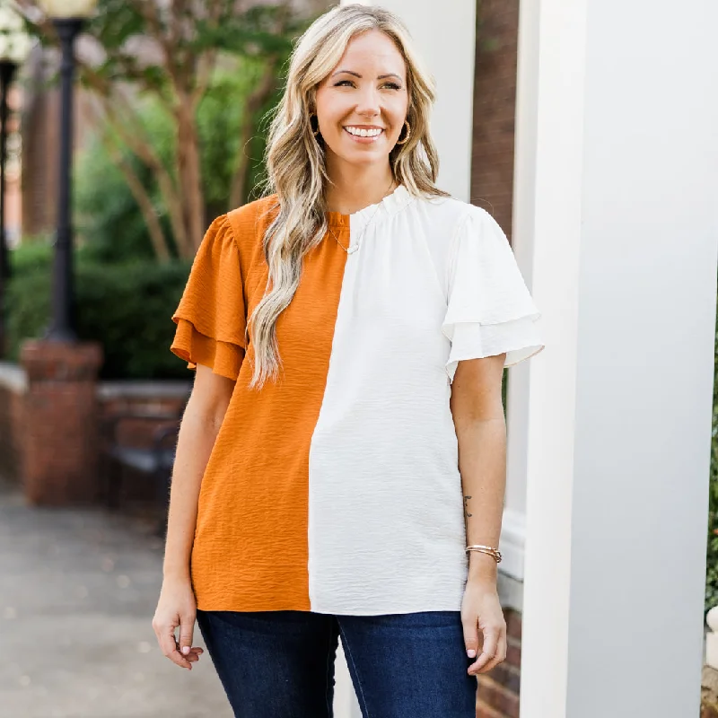 Rivalry Top, Orange-White