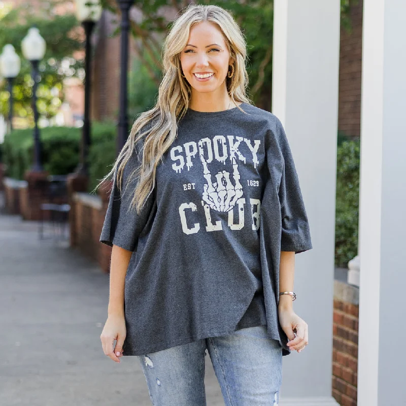 Spooky Club Boyfriend Tee, Charcoal