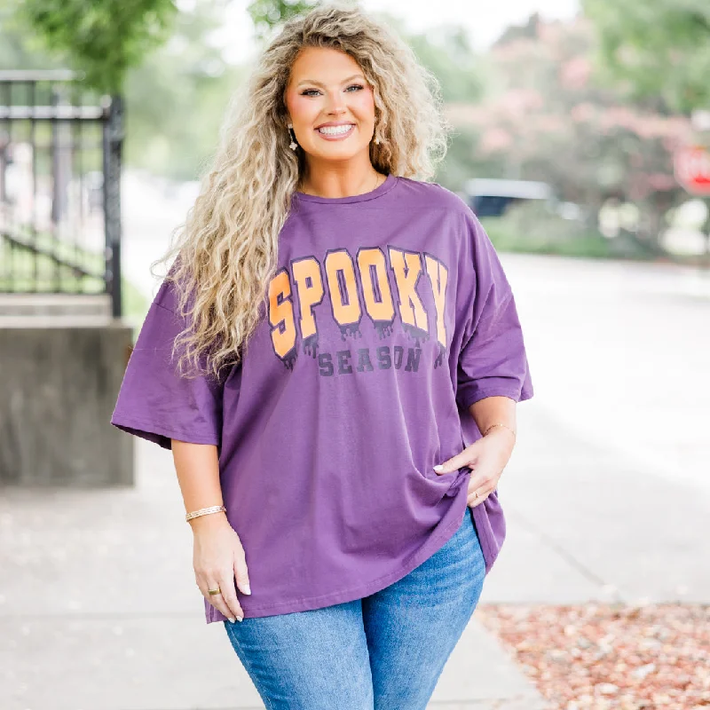 Spooky Days Boyfriend Tee, Lilac Gray