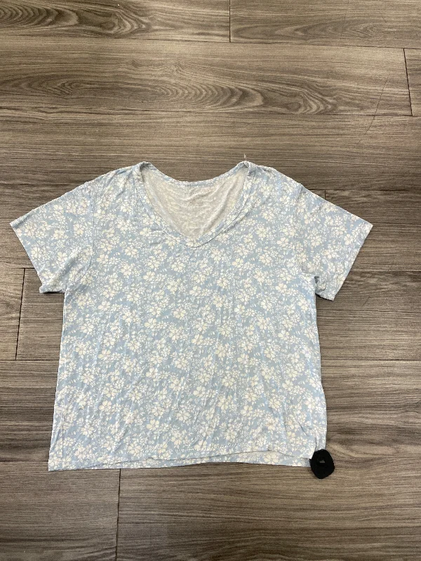 Top Short Sleeve By American Eagle In Blue & White, Size: S