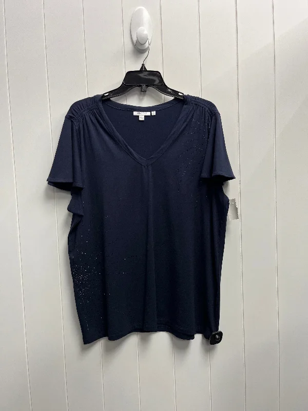 Top Short Sleeve By Chicos In Navy, Size: Xl