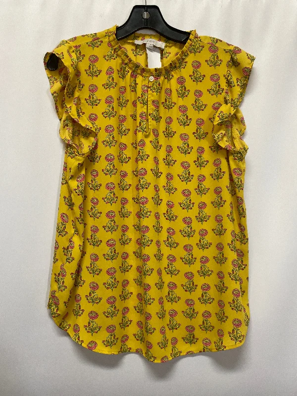 Top Short Sleeve By Loft In Yellow, Size: L