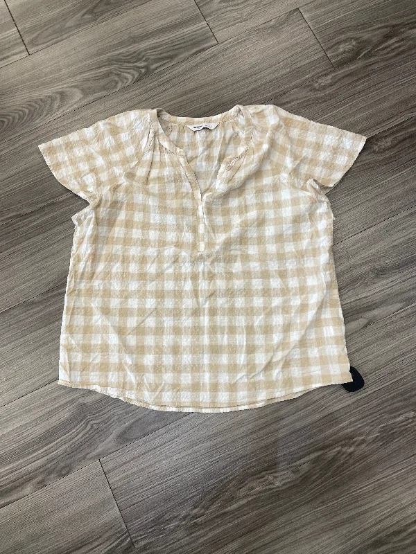 Top Short Sleeve By Sonoma In Plaid Pattern, Size: L