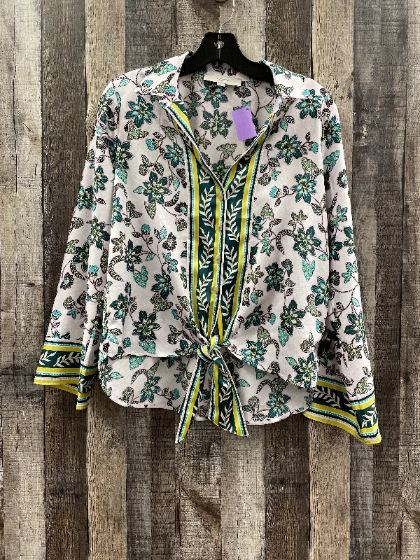 Floral Print Blouse Long Sleeve Loft, Size Xs