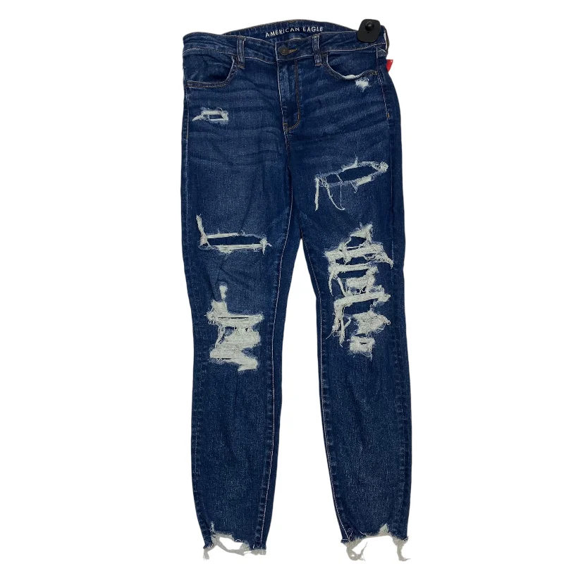 Jeans Skinny By American Eagle In Blue Denim, Size: 12