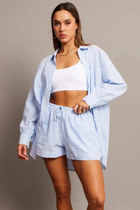 Blue Stripe Relaxed Shirt Long Sleeve