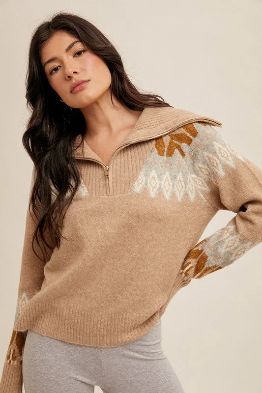 Nights By The Fire Cozy Taupe Zip Up