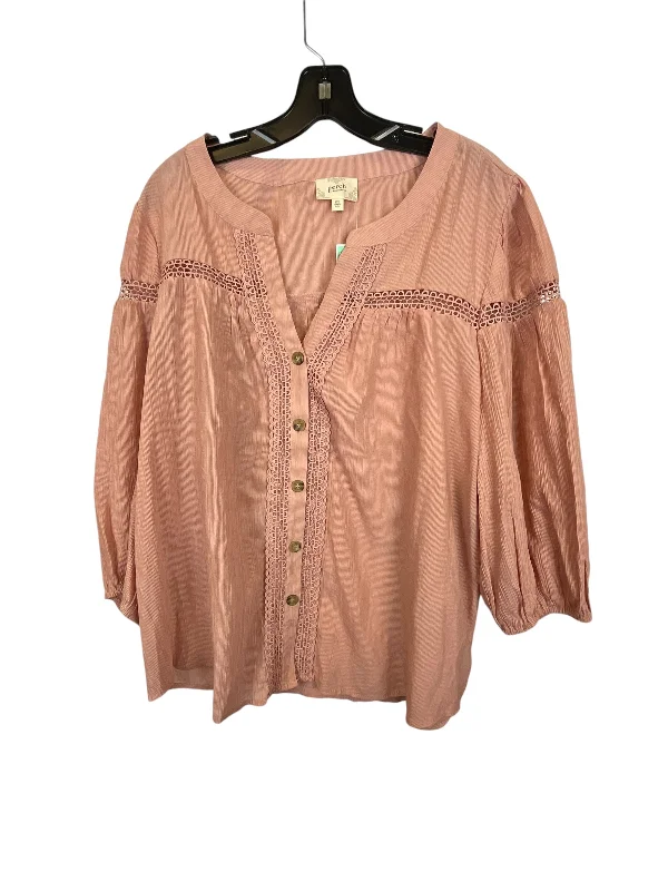 Top Long Sleeve By Clothes Mentor In Pink, Size: 1x