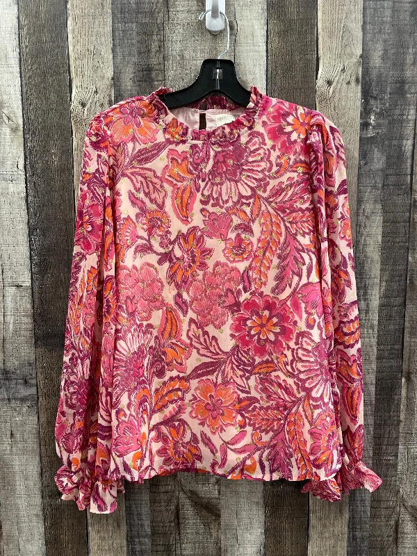 Top Long Sleeve By Cme In Floral Print, Size: L