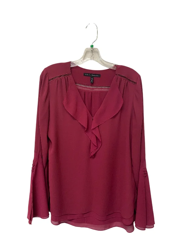 Top Long Sleeve By White House Black Market In Red, Size: 10