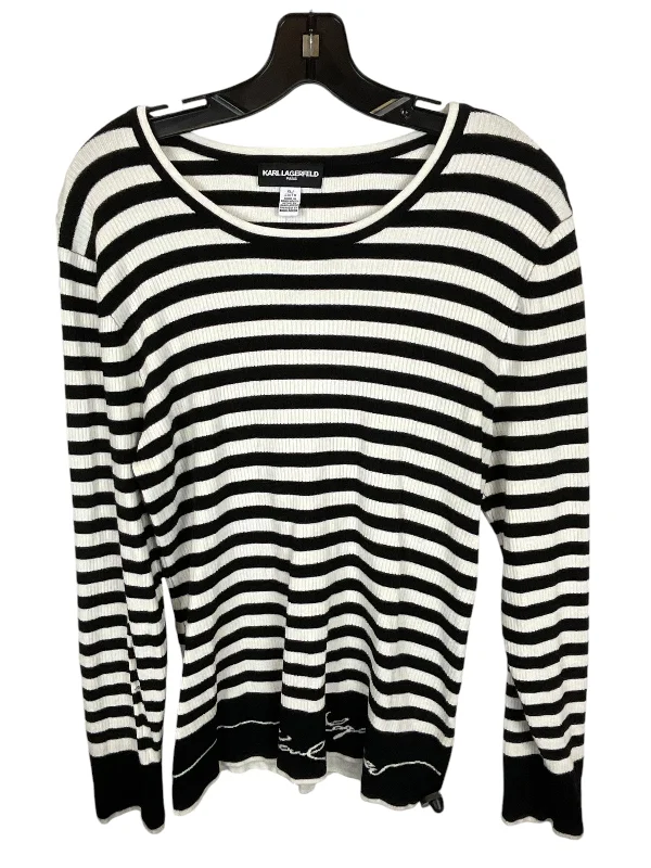 Top Long Sleeve Designer By Karl Lagerfeld In Striped Pattern, Size: Xl