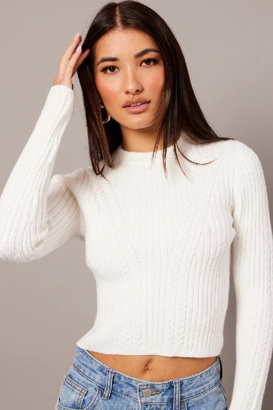 White Cable Knit Long Sleeve