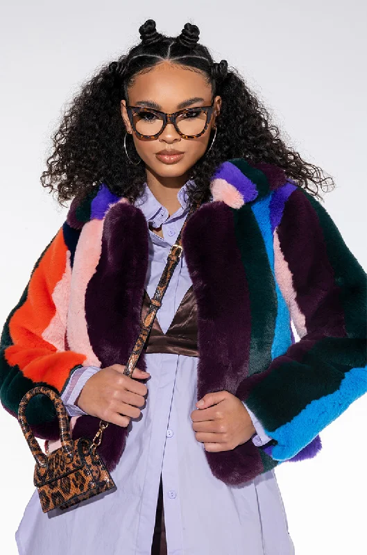 AZALEA WANG SAMBA MULTI COLOR FUR JACKET