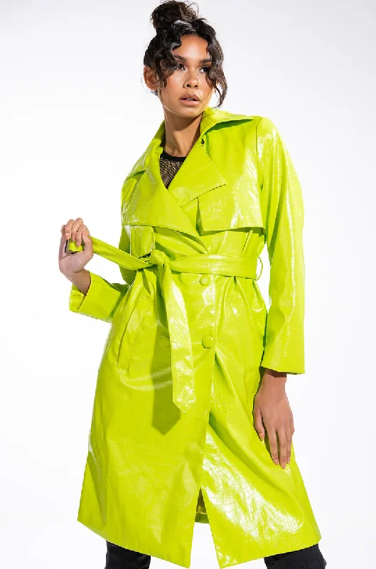 HEARTS ON FIRE NEON CROC TRENCH JACKET