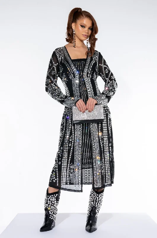 HEAVY HITTER PERFECTLY GEM DUSTER TRENCH BLACK MULTI