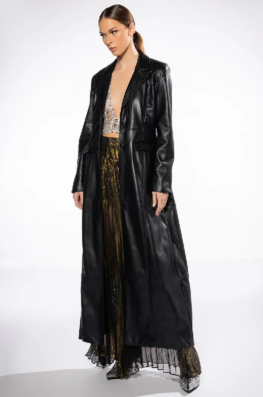 KIM LONG PU TRENCH WITH CHEETAH LINING