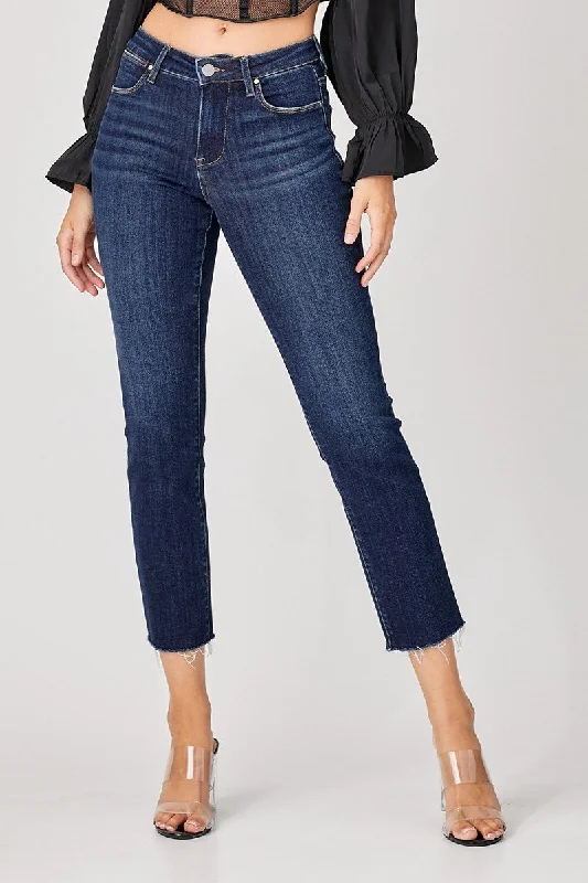 Mid Rise Cropped Dark Jeans