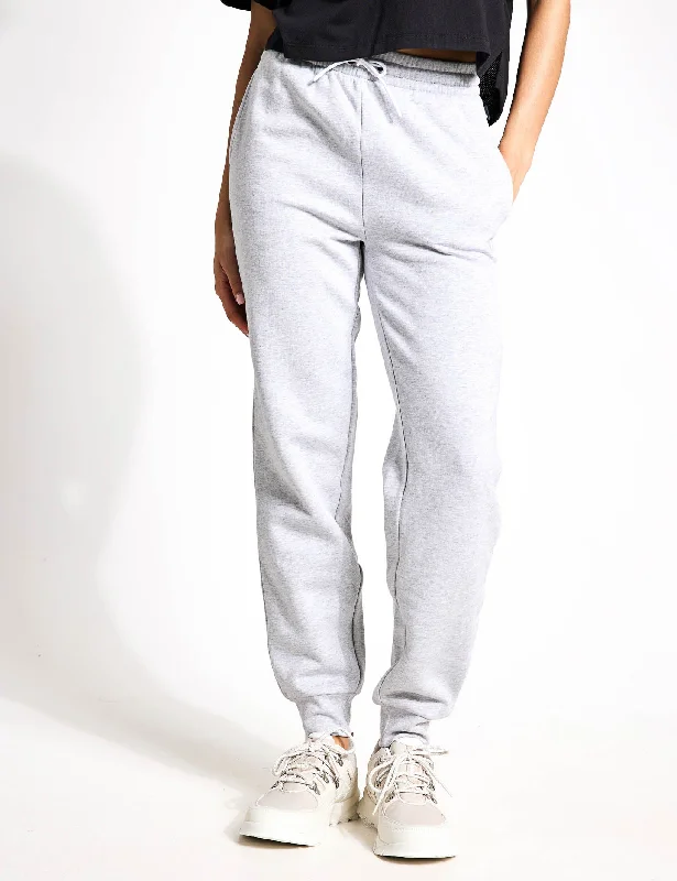 Brushed-Back Joggers - Light Grey Melange