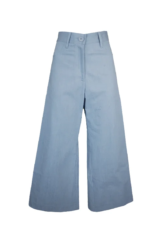 Wide Leg Crop Pants in Blue