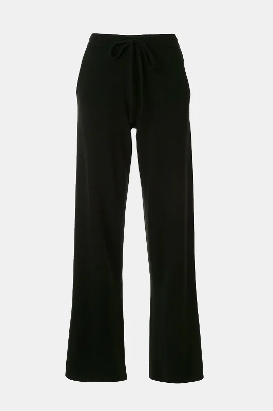 Wide Leg Cashmere Pants in Black